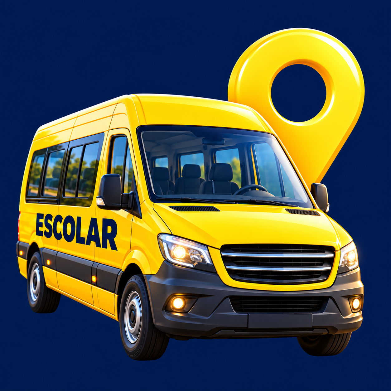 Veículo escolar conectado à plataforma VanLar